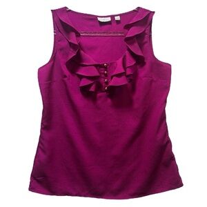New York & Company Fuchsia (Pink) Ruffle Sleeveless Blouse - Size Small